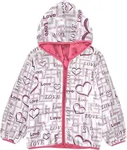 [GuoChe] Boys Winter Coats Sherpa Lined Valentines Cute Pink Hearts Love Doodle Toddler Boy Zip Up Jacket pink Baby Boy Zipper