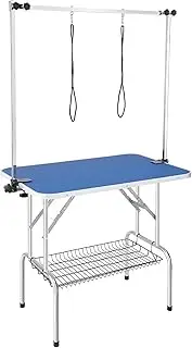 VEVOR Pet Grooming Table Two Arms with Clamp, 915 x 610mm Dog Grooming Station, Foldable Pets Grooming Stand for Medium and Small Dogs, Free Two No Sit Haunch Holder with Grooming Loop, Bearing 150kg