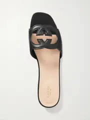 [Gucci] Gucci - Cutout Leather Slides - Black - IT39 IT 39 Black