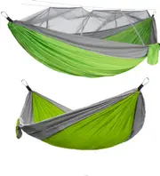 Camping Hammock with Mosquito Net, Portable Parachute Travel Bed Nylon Hammock with Tree Straps