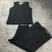 Storybook Knits Womens Pants & Top Set Size S Black Sequin Wide Leg NWT