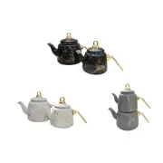 2 Pieces Enamel Teapot Set Coffee Pot Convenient Use Multi-use Comfortable Grip
