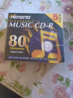 Memorex Recordable Music CD-R 80 Minutes 5 Pack CDR Blank Compact NEW Writable