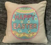 Pier 1 Imports 14" x 14" Beaded Embroidered Applique Pillow Happy Easter Egg NWT