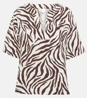 [Max Mara] Max Mara Siberia zebra-print jersey top UK 4 multicoloured