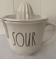 Rae Dunn SOUR Citrus Juicer Pitcher w/Removable Lid - White Ceramic New