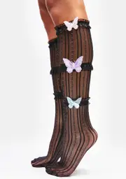 Feeling Butterflies Sheer Tall Socks