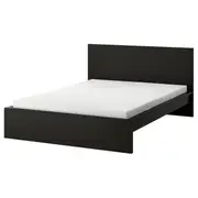 MALM bed frame with mattress, black-brown/Åbygda firm, Double