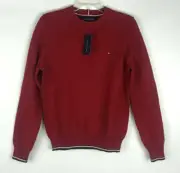 Tommy Hilfiger Boys Sz S/P Crew Neck Flag Logo Sweater 100% Cotton Retail 80 NWT