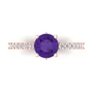 1.51 ct Round Cut Natural Gemstone Solitaire with Accents Promise Ring Rose Gold