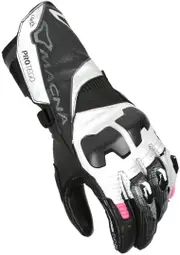 Macna Protego Ladies Motorcycle Gloves, black-white-pink, Size L for Women Black White Pink