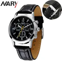 在飛比找蝦皮購物優惠-Nary 6033 男士時尚休閒手錶防水夜光 PU 皮革錶帶