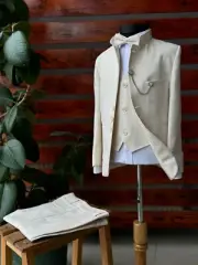 Boys’ Formal Ottoman Suit - 6 PC Set, Mandarin Collar Traditional Wedding Attire