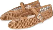 DOEYG Mesh Ballet Flats for Women Buckle Strap Comfy Casual Office Flat Heel Ballerina Shoes