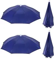 uxcell Umbrella Hat, 4 Pack 20 Inch Folding Sun Rain Cap Hands Free Fishing Umbrella Hat for Golf Fishing Camping Outdoor, Dark Blue