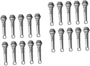 20 Pcs Simulation Microphone Music Microphone Voice Charm Microphones for Kids Miniature Microphone Toy Mic for Kids Music Decor Mini Microphones Accessories Metal Alloy Child