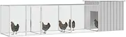 Large Chicken Coop, Galvanized Metal Hen House with Waterproof & Sun-Protective Cover, with Lock Pen Run for Chicken, Rabbits, Ducks, Hutch Ferret Cage,400x91x100cm,Grey