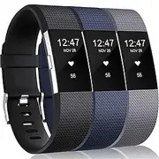 3 Pack Bands Compatible with Fitbit Charge 2, Classic Special Edition Silicone Fitness Sport Replacement Bands for Fitbit Charge 2, Women Men