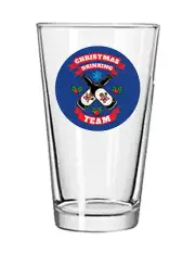 Christmas - Drinking Team - 16oz Pint Beer Glass Pub Barware Seltzer Cocktail