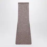 [Balenciaga] Light Brown/silver Maxi Skirt With Sequins M Brown