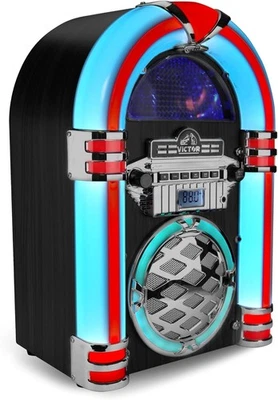 Victor WILSHIRE Desktop Bluetooth LED Jukebox Speaker with FM Radio - Black