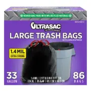 33 Gal. Black Large Drawstring Trash Bags (86-Count)