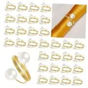 Pcs Gold Napkin Rings Pearl Napkin Holder Round Metal Spring Dinner Table 100
