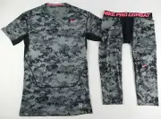 Nike Pro Combat Compression 2 Piece Set Size Mens Jersey XL/ Tights Large L