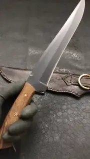 Fixed blade bowie knife vintage survive Costum Handmade with leather Sheath