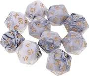 MagiDeal 10pcs 20 Sided D20 Polyhedral for and RPG White Gray
