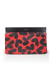 Heart Printed Leather Clutch