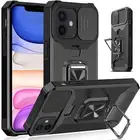 For Apple iPhone 11 (6.1") Armor Stand Case with Slide Camera Cover & Card Slot