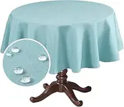 H.VERSAILTEX Rectangle Linen Textured Table Cloth Thick Fabric Wrinkle Free Washable Dust-Proof Tablecloth for Dining, Buffet Parties, Picnic, Events, Weddings and Restaurants, 177cm Round, Aqua
