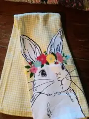 New Garden Bunny Rabbit hand towel yellow gingham floral crown Spring Gathering