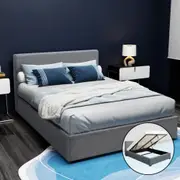 215x160 Artiss Bed Frame Queen Double King Single Size Gas Lift Grey Nino