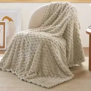Throw Blanket for Couch, Super Soft Cozy Throw (50" x 60") Light Brown