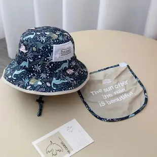 【寶貝家】兒童漁夫帽（一般 適合頭圍46-50cm）(夏天防曬帽 遮陽帽 帶披肩 兒童帽子)