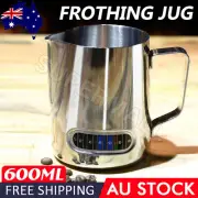 2pcs 600ml Milk Frothing Thermometer Espresso Coffee Pitcher Stainless Steel Jug