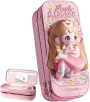Pencil Case, Large Capacity Double Layer Pencil Pen Case, Cute Plush Stuffed Animal Design, Wide Opening, Storage for 100 Pens School Supplies (Pink)