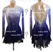 Figure Skating Competition Dress Ice Skating Training Girl blue dyeing
