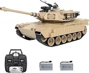 Spobot Remote Control Tank 1:16 M1A2 RC Tank 2.4G 15CH Abrams Main Battle Tank with Smoking and Vibration Controller Shoot BBS Airsoft Bullets Military Vehicle Toy for Kids and Adults