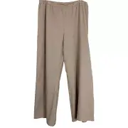 Eileen Fisher Sz Petite Large Wide Leg Pants Khaki Beige Tencell 27" Inseam NEW