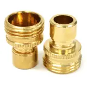 2 pc Universal Male Garden Hose Quick Connect Disconnect Solid Brass 3/4" GHT