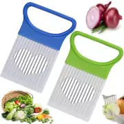 2 Pack Stainless Steel Onion Holder Slicer Assistant Cutter Chopper Kitchen Tool