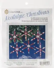 Solid Oak Nostalgic Christmas Beaded Crystal Ornament Kit-Ruby Snowflakes NCHBOK