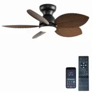 Tropical Ceiling Fans with Light, 38-Inch Flush Mount Palm Leaf Ceiling Fans ...