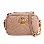 出清降價 GUCCI MARMONT MINI款方型側背鍊包】馬蒙包/藕粉/精品/包包/相機包/側背鍊包/肩背包