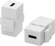 QIANRENON 10Gbps USB C Keystone Jack Adapter, USB3.1 Type C Female to Female Keystone Socket Coupler, 100W Charging, for Wall Plate Patch Panel, White, 2Pcs
