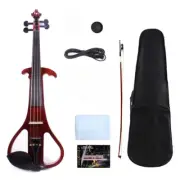 4 String Electric Violin 4/4 Full Size Silent Violin Ebony Fittings Case Brown