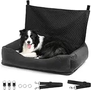 Dog Car Seat, Pet Car Seat for Medium Large Dogs, Safe and Comfortable Dog Car Bed Medium Under 60lbs, Multipurpose Design Washable Dog Car Seat with Non-Slip Base